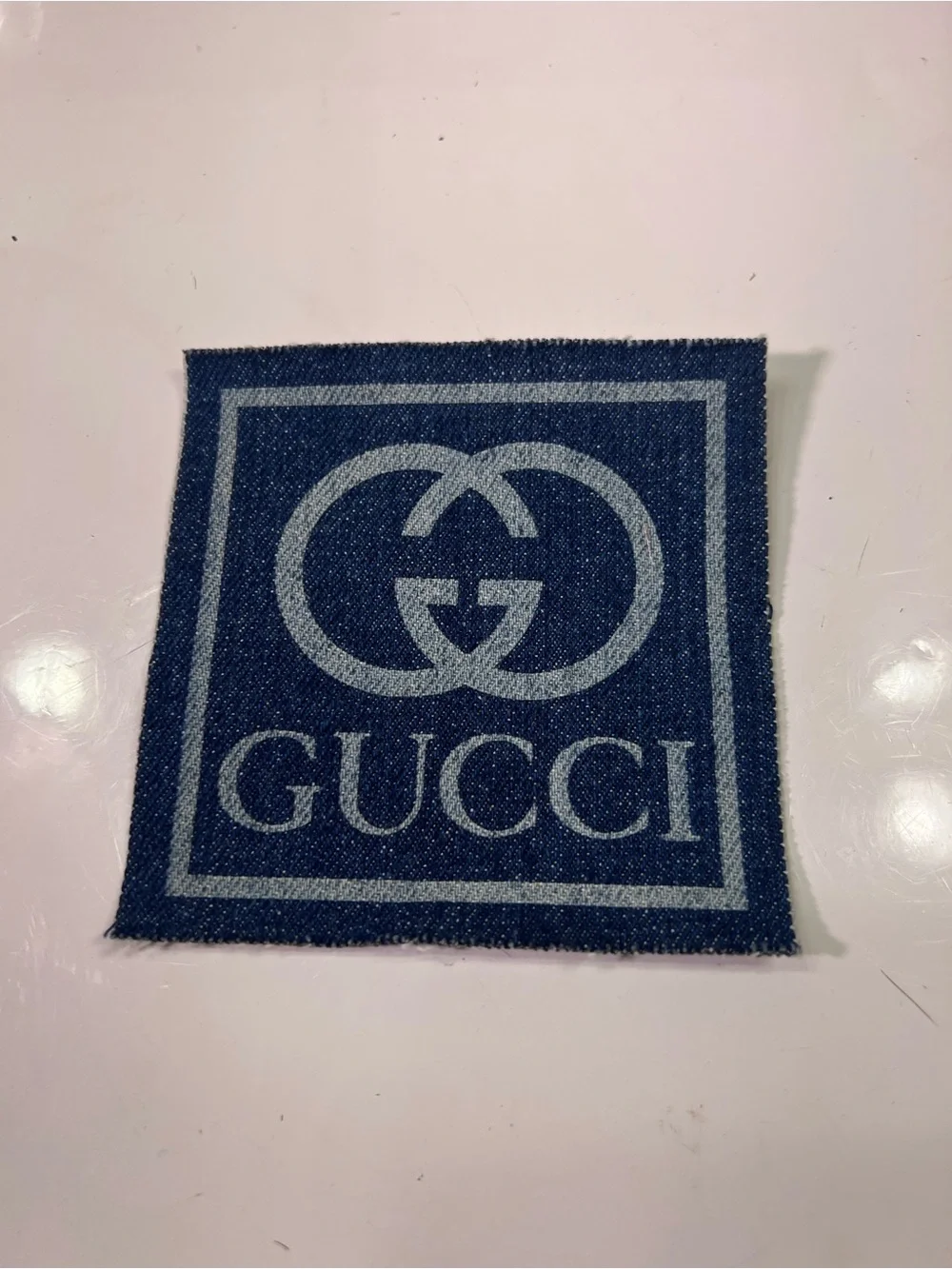 Gucci Blue Denim Logo Pocket Patch Unisex 4x4” Sew On Jeans & Jackets